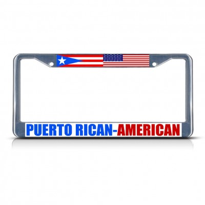 PUERTO RICAN AMERICAN Metal License Plate Frame Tag Border Two Holes   381701003654